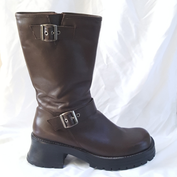 Colin Stewart Shoes - Womens Leather Moto Boots, Brown